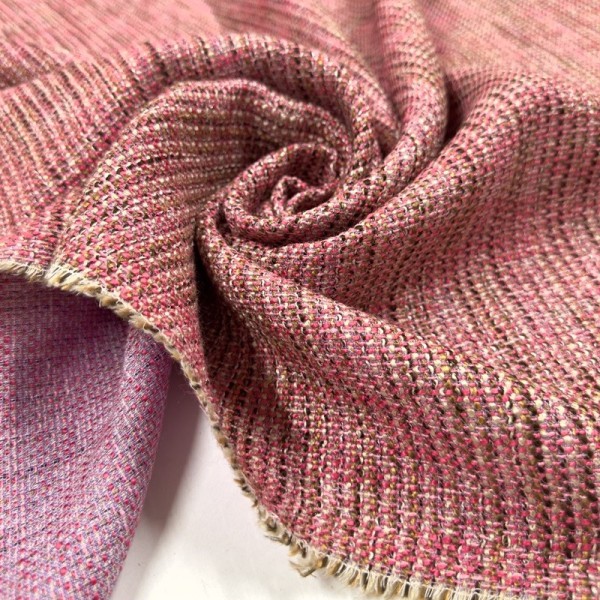 Tissu viscose aspect tweed rose violet Tissu viscose aspect tweed rose violet