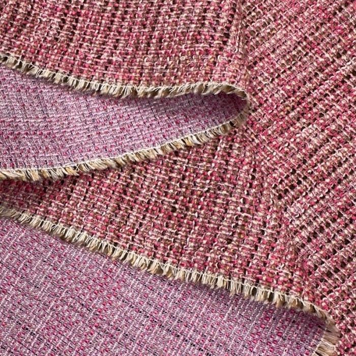 Tissu viscose aspect tweed rose violet