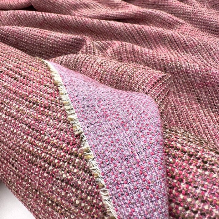 Tissu viscose aspect tweed rose violet