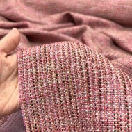 Tissu viscose aspect tweed rose violet