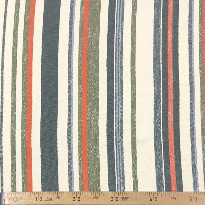 Tissu Coton viscose rayure vert multi couleur