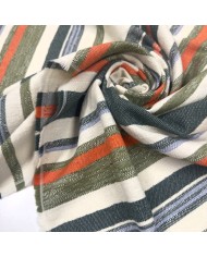 Tissu Coton viscose rayure vert multi couleur