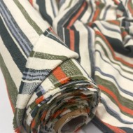 Tissu Coton viscose rayure vert multi couleur
