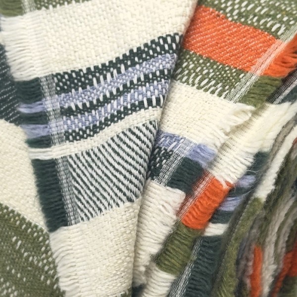 Tissu Coton viscose rayure vert multi couleur Tissu Coton viscose rayure vert multi couleur