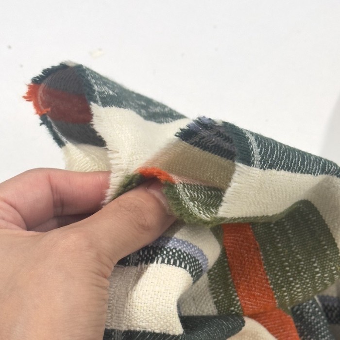 Tissu Coton viscose rayure vert multi couleur