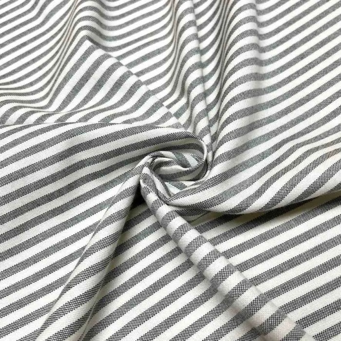 Tissu coton chambray rayures gris - Haute couture Tissu coton chambray rayures gris - Haute couture