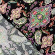 Tissu Coton Paisley noir multi couleur