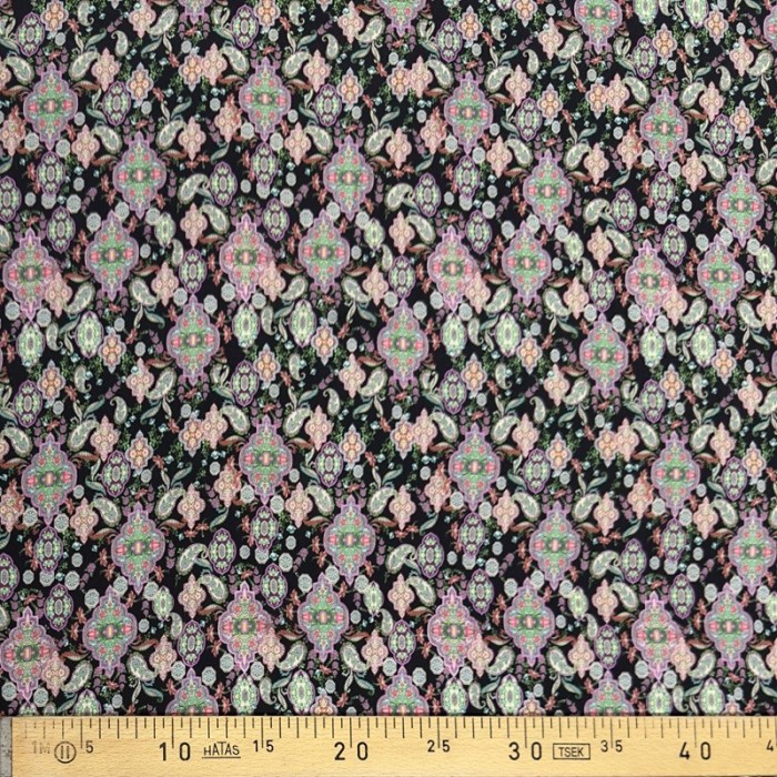 Tissu Coton Paisley noir multi couleur
