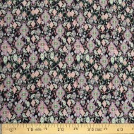 Tissu Coton Paisley noir multi couleur