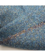 Tissu Laine acrylique bleu canard chiné moucheté doré