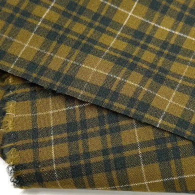 Tissu Laine polyester écossais vert olive