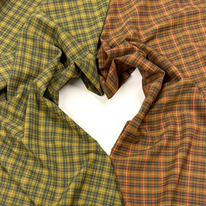 Tissu Laine polyester écossais rouille et kaki