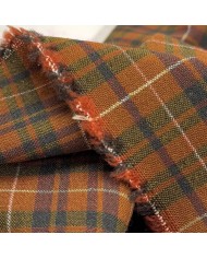Tissu Laine polyester écossais rouille et kaki