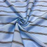 Tissu popeline de coton rayures bleu noir - Haute couture Tissu popeline de coton rayures bleu noir - Haute couture
