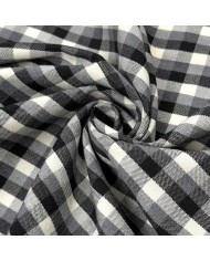 Tissu Laine polyester carreaux damier noir et blanc