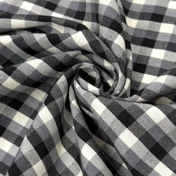 Tissu Laine polyester carreaux damier noir et blanc Tissu Laine polyester carreaux damier noir et blanc