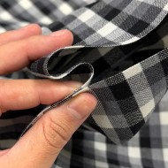 Tissu Laine polyester carreaux damier noir et blanc