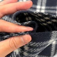 Tissu pure laine épais écossais noir et blanc