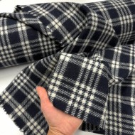 Tissu pure laine épais écossais noir et blanc