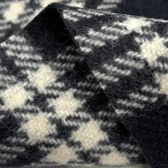 Tissu pure laine épais écossais noir et blanc