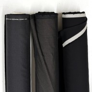 Tissu laine sèche mérinos Super 130’s uni noir à légère brillance