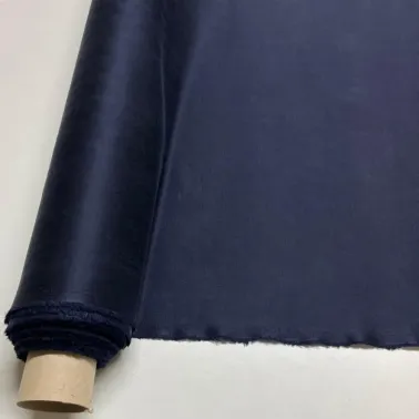 Tissu cupro laine viscose bleu marine - Haute couture