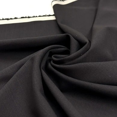 Tissu laine sèche uni noir souple