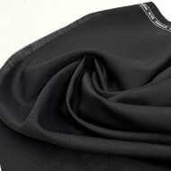 Tissu laine sèche kid mohair uni noir Super 100’s - Made in England