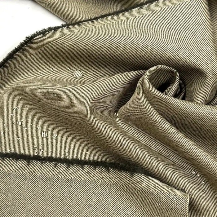 Tissu Cover de laine déperlant chevron kaki