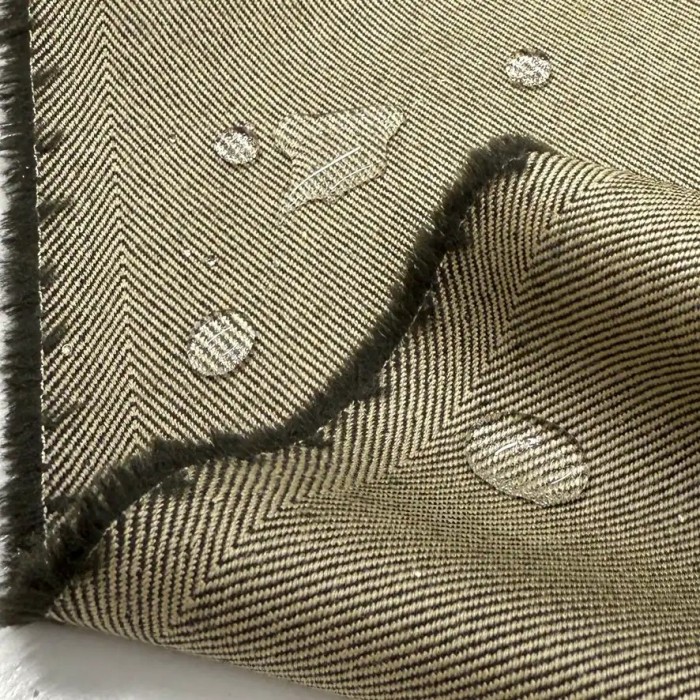 Tissu Cover de laine déperlant chevron kaki