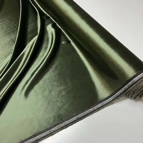 Tissu panne de velours vert kaki - Haute couture