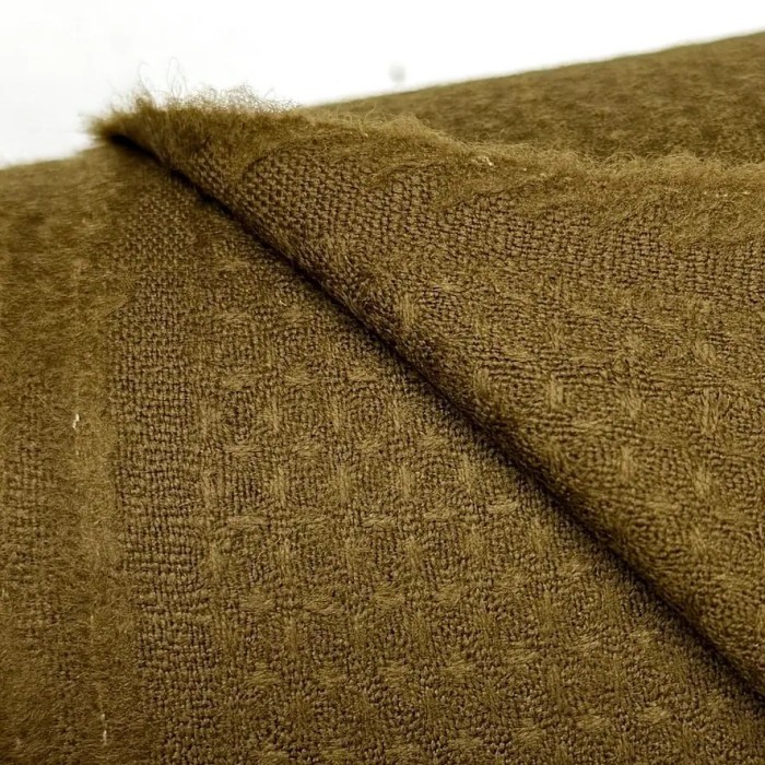 Tissu laine gaufrée kaki