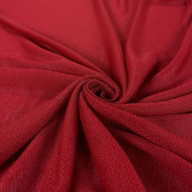 Tissu maille coton rouge uni