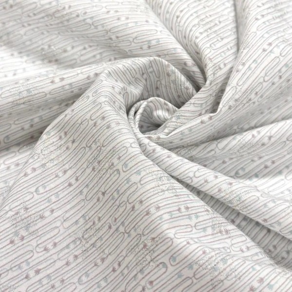 Tissu viscose coton imprimé flèches et étoiles argentées Tissu viscose coton imprimé flèches et étoiles argentées
