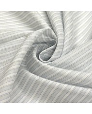 Tissu viscose coton rayé blanc et gris clair