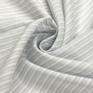 Tissu viscose coton rayé blanc et gris clair