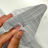 Tissu viscose coton rayé blanc et gris clair