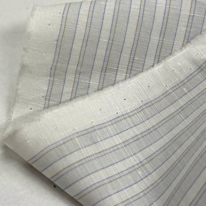 Tissu viscose coton rayé blanc et gris clair