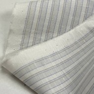 Tissu viscose coton rayé blanc et gris clair