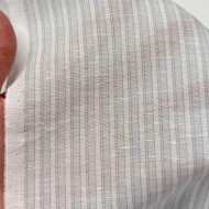 Tissu viscose coton rayé blanc et gris clair