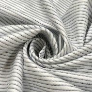 Tissu popeline coton blanc à fines rayures violet