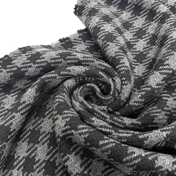Tissu laine acrylique tartan épais noir et gris Tissu laine acrylique tartan épais noir et gris
