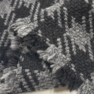 Tissu laine acrylique tartan épais noir et gris