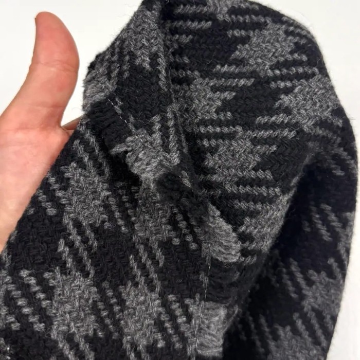 Tissu laine acrylique tartan épais noir et gris