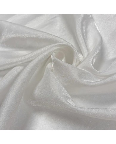 Tissu polyester polyamide satiné blanc nacré