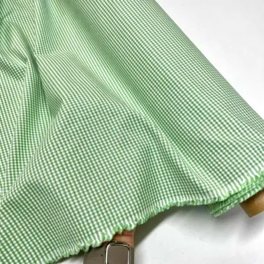 Tissu coton tissé carreaux vert - Haute couture