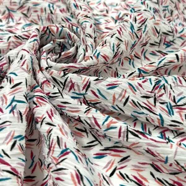 Tissu polyester gaufré imprimé fantaisie multi-couleur Tissu polyester gaufré imprimé fantaisie multi-couleur