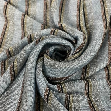 Tissu viscose maille lurex à rayure gris doré Tissu viscose maille lurex à rayure gris doré