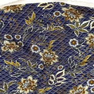 Tissu viscose floral vintage quadrillé sur fond bleu nuit