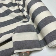 Tissu coton tissé rayures gris blanc - Haute couture